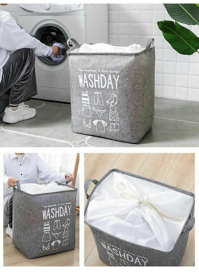 washday laundry hamper,storage bag,large capacity , clothes organization ,grey, 1 piece - Image 3
